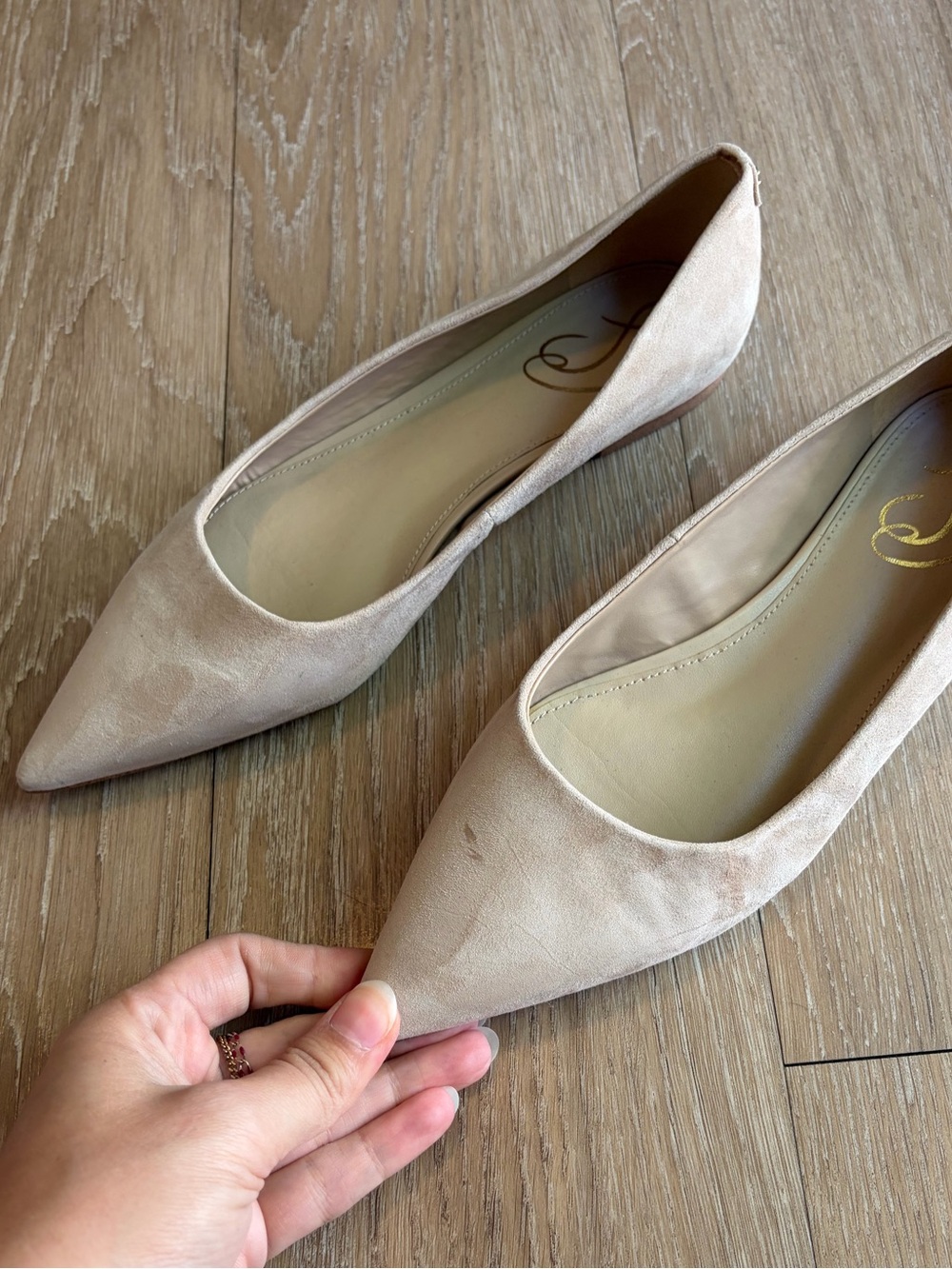 Sam Edelman Suede Pointed-Toe Flats in Beige - Picture 7 of 10